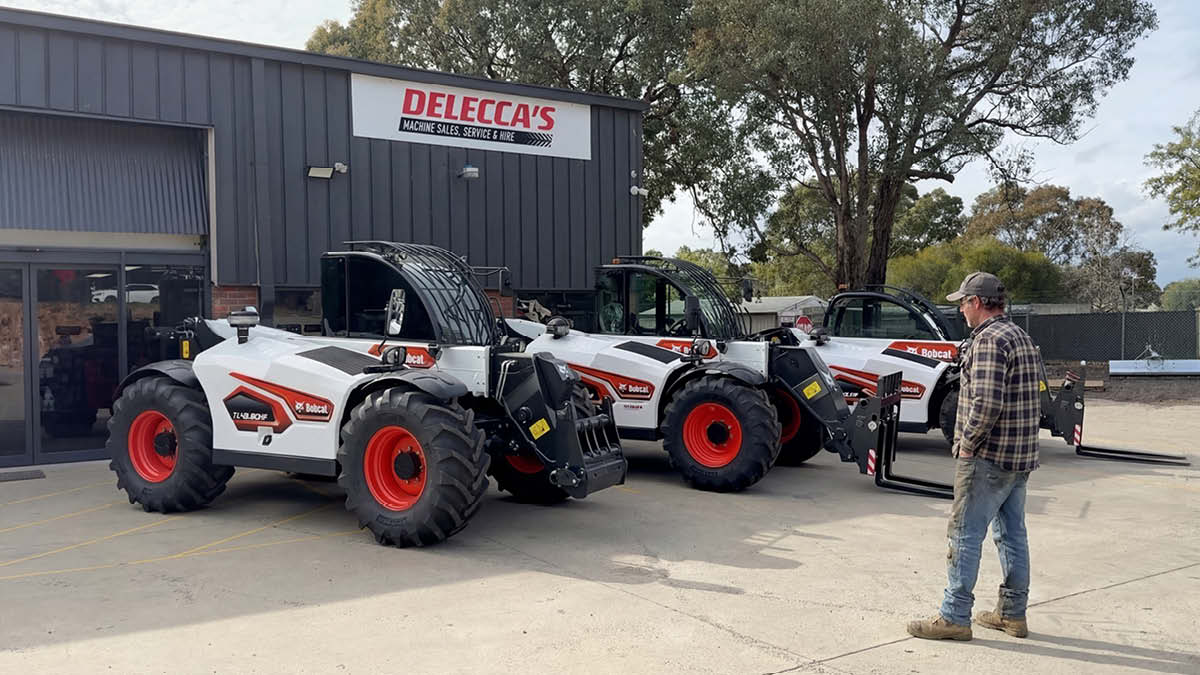 Delecca's Machinery yard with Bobcat telehandlers